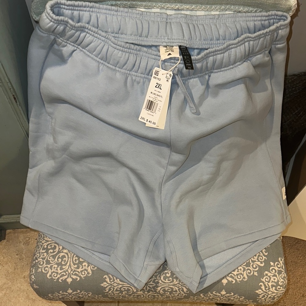 NWT- Adidas, 2XL men’s, baby blue cotton shorts